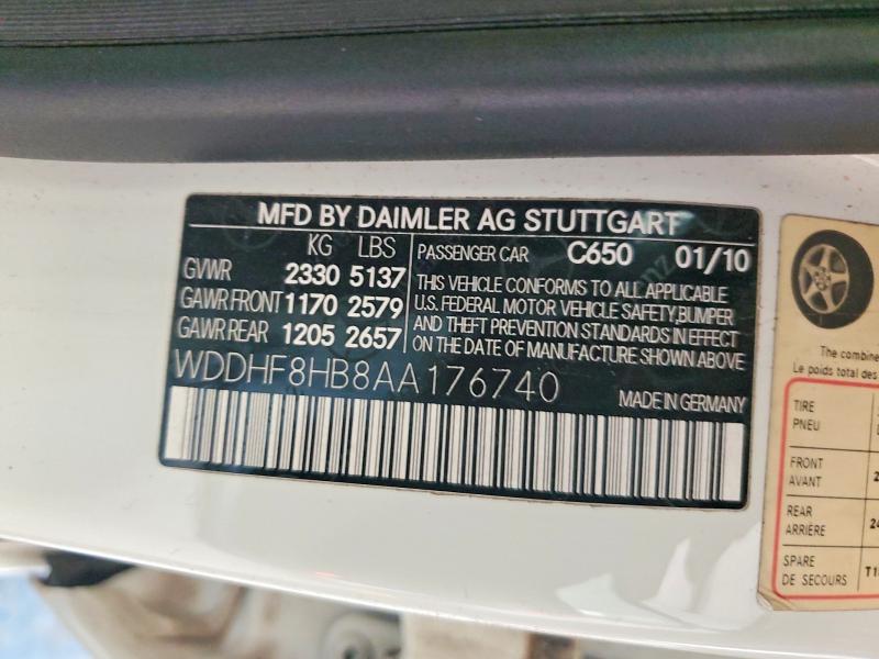 54611536 :رقم المزاد ، WDDHF8HB8AA176740 vin ، 2010 Mercedes-benz E مزاد بيع