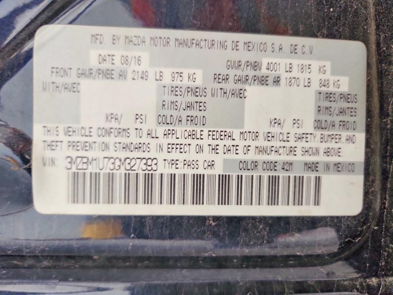 53534536 :رقم المزاد ، 3MZBM1U73GM327393 vin ، 2016 Mazda 3 مزاد بيع