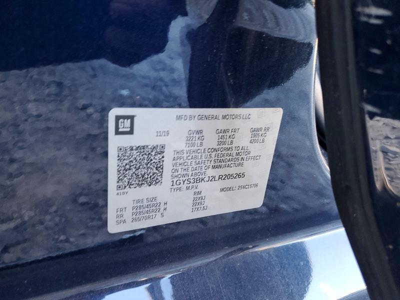 53778876 :رقم المزاد ، 1GYS3BKJ2LR205265 vin ، 2020 Cadillac Escalade مزاد بيع
