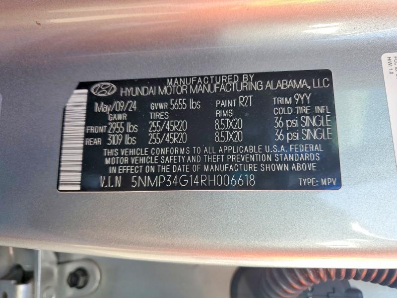 Продаж на аукціоні авто 2024 Hyundai Santa Fe, vin: 5NMP34G14RH006618, номер лоту: 55599766
