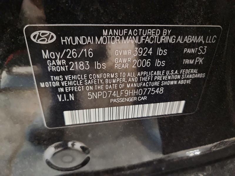 Продажа на аукционе авто 2017 Hyundai Elantra, vin: 5NPD74LF9HH077548, номер лота: 55287516