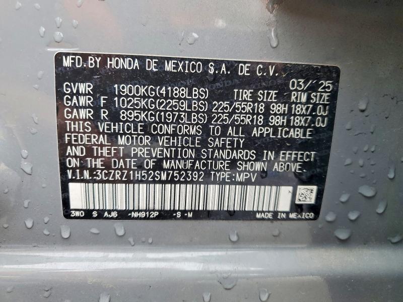 Aukcja sprzedaży 2025 Honda Hr-v, vin: 3CZRZ1H52SM752392, numer aukcji: 52213966