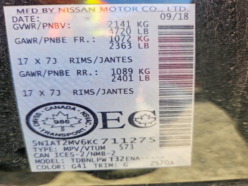 Aukcja sprzedaży 2019 Nissan Rogue, vin: 5N1AT2MV6KC711275, numer aukcji: 52965236