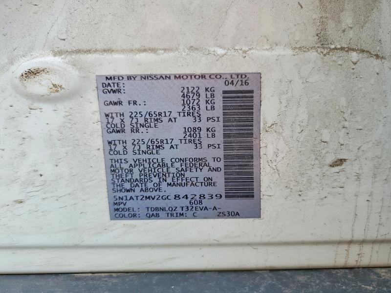 Продаж на аукціоні авто 2016 Nissan Rogue, vin: 5N1AT2MV2GC842839, номер лоту: 54492386