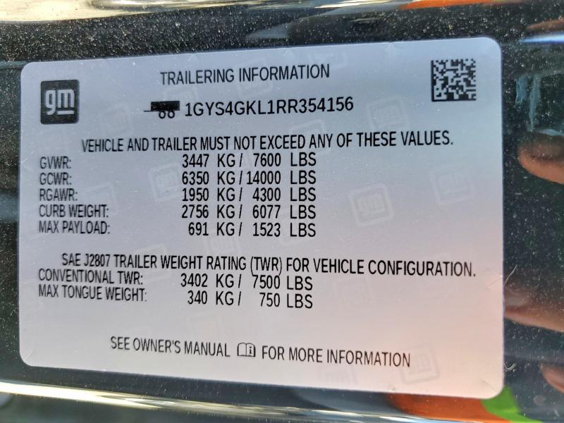 52398176 :رقم المزاد ، 1GYS4GKL1RR354156 vin ، 2024 Cadillac Escalade مزاد بيع
