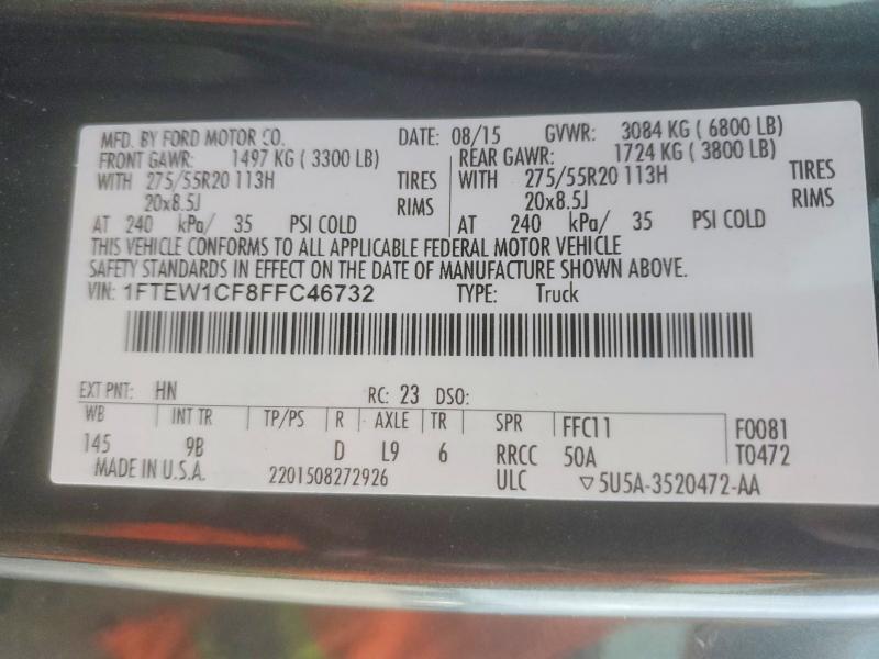 Aukcja sprzedaży 2015 Ford F150, vin: 1FTEW1CF8FFC46732, numer aukcji: 54723536