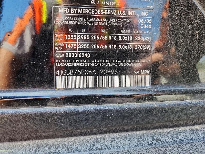 Продажа на аукционе авто 2006 Mercedes-benz Ml, vin: 4JGBB75EX6A020898, номер лота: 52492946