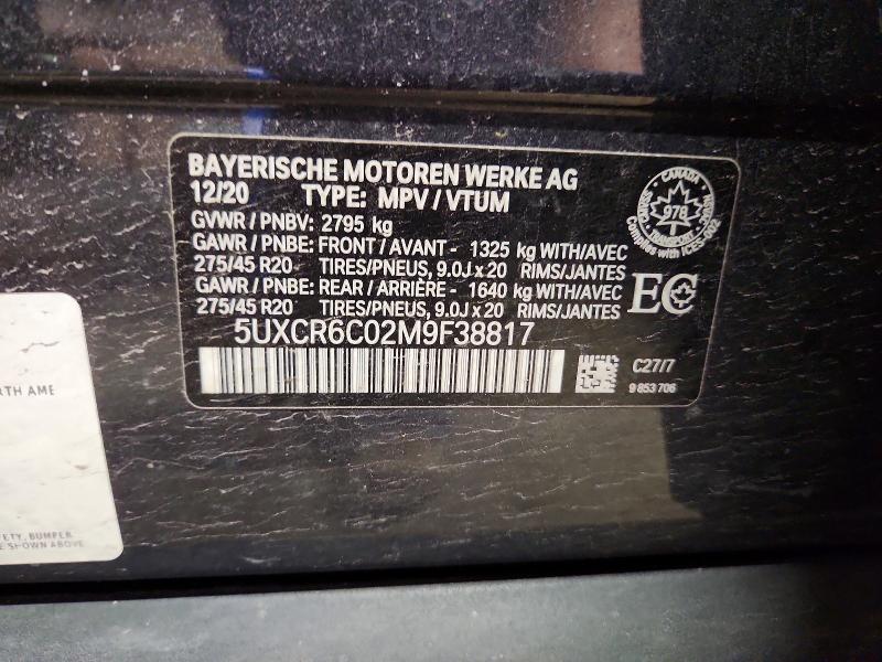 54265306 :رقم المزاد ، 5UXCR6C02M9F38817 vin ، 2021 Bmw X5 مزاد بيع