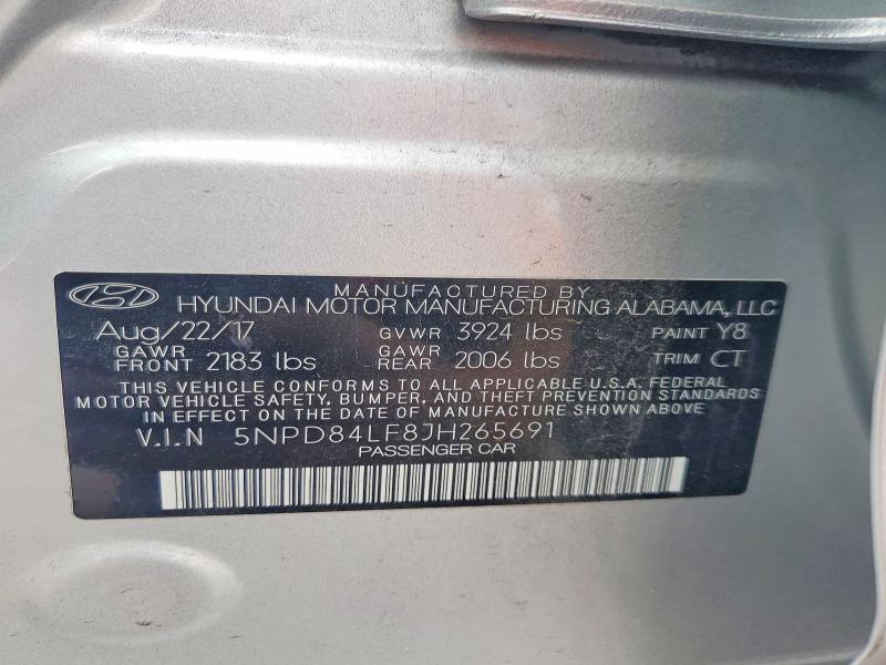 55442376 :رقم المزاد ، 5NPD84LF8JH265691 vin ، 2018 Hyundai Elantra مزاد بيع