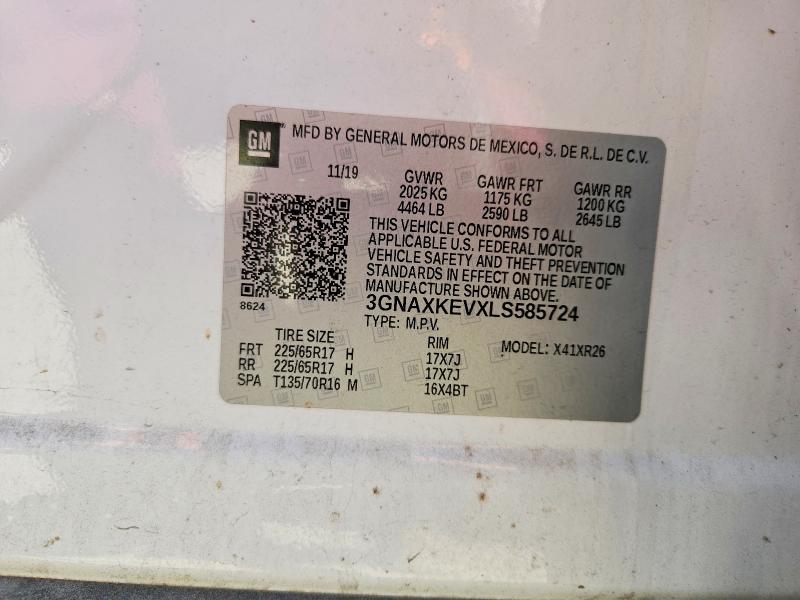 Продаж на аукціоні авто 2020 Chevrolet Equinox, vin: 3GNAXKEVXLS585724, номер лоту: 52248366