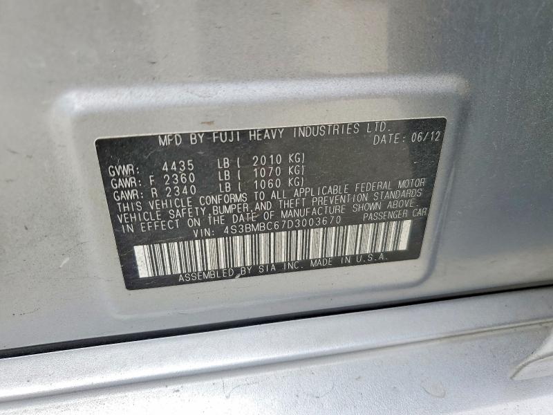 Aukcja sprzedaży 2013 Subaru Legacy, vin: 4S3BMBC67D3003670, numer aukcji: 52568426