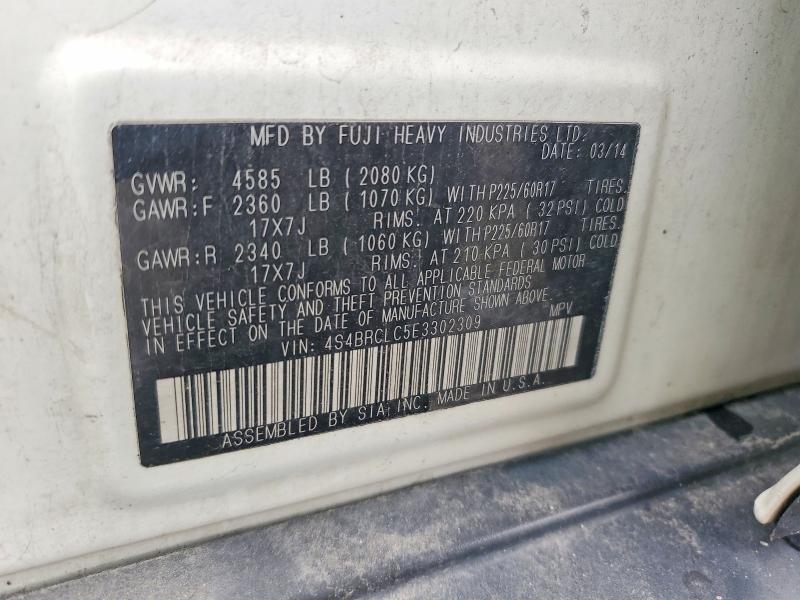 Auction sale of the 2014 Subaru Outback, vin: 4S4BRCLC5E3302309, lot number: 53608026
