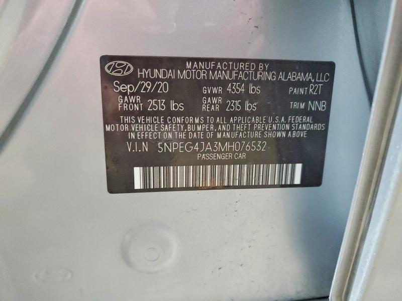 2021 Hyundai Sonata მანქანა იყიდება აუქციონზე, vin: 5NPEG4JA3MH076532, აუქციონის ნომერი: 52358596