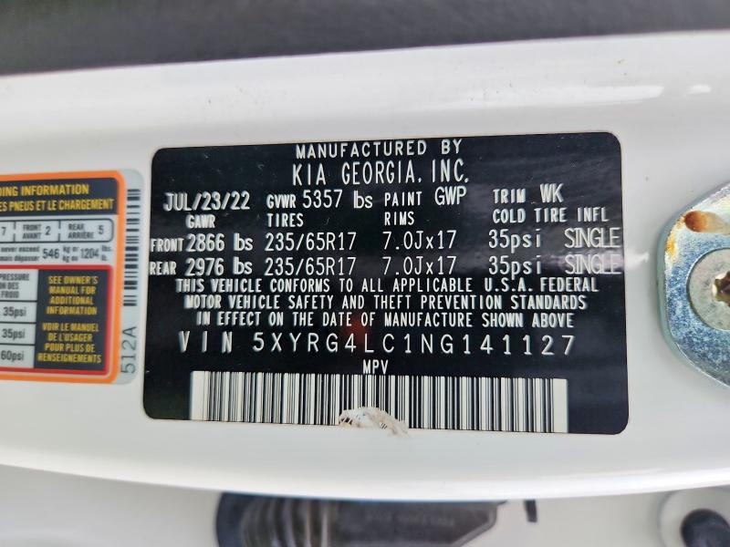 Продажа на аукционе авто 2022 Kia Sorento, vin: 5XYRG4LC1NG141127, номер лота: 53219336