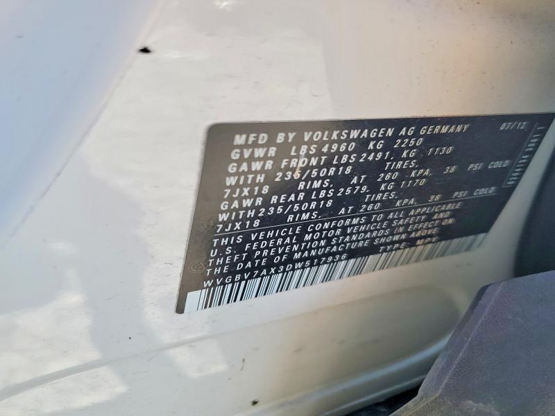 Продаж на аукціоні авто 2013 Volkswagen Tiguan, vin: WVGBV7AX3DW517936, номер лоту: 53228666