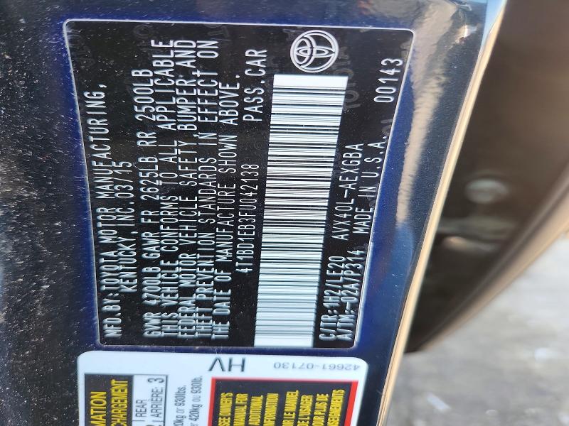 2015 Toyota Avalon Hybrid მანქანა იყიდება აუქციონზე, vin: 4T1BD1EB3FU042138, აუქციონის ნომერი: 55115816