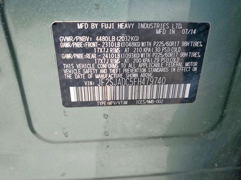 Aukcja sprzedaży 2015 Subaru Forester, vin: JF2SJADC5FH479740, numer aukcji: 53705206
