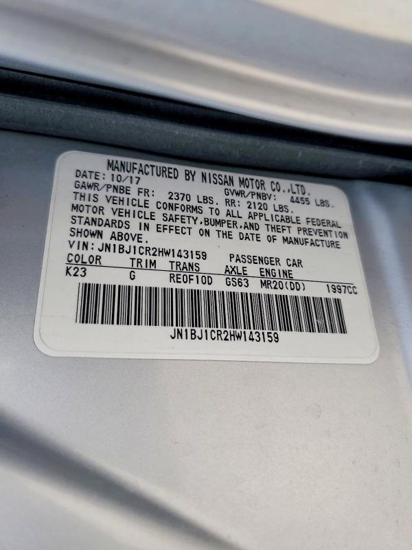 2017 Nissan Rogue Sport მანქანა იყიდება აუქციონზე, vin: JN1BJ1CR2HW143159, აუქციონის ნომერი: 55246306
