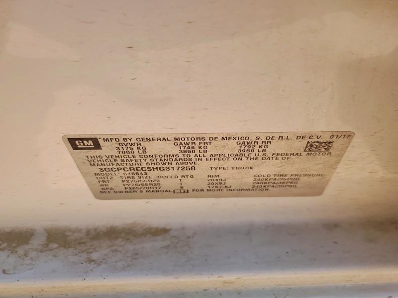 2017 Chevrolet Silverado მანქანა იყიდება აუქციონზე, vin: 3GCPCREC5HG317258, აუქციონის ნომერი: 53115136