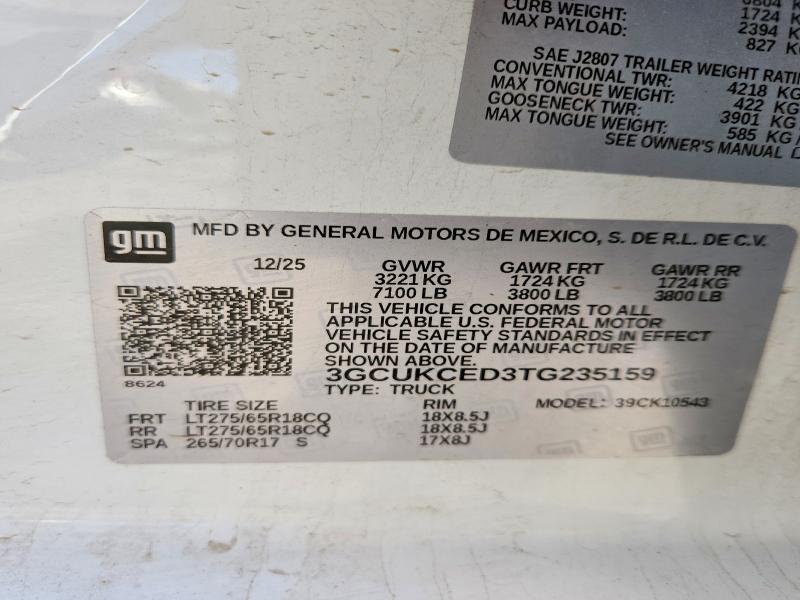 Aukcja sprzedaży 2026 Chevrolet Silverado, vin: 3GCUKCED3TG235159, numer aukcji: 53125366