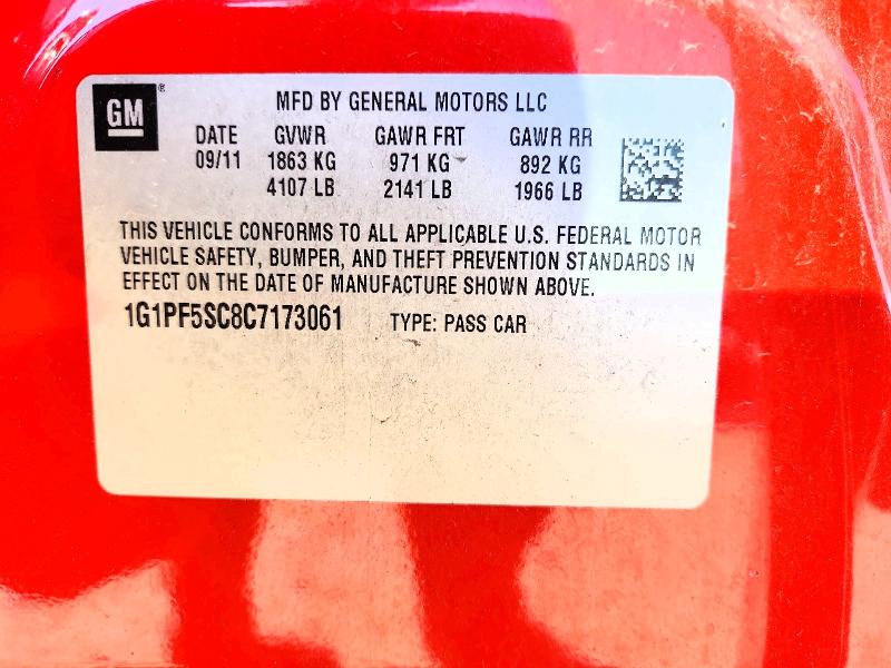 52777046 :رقم المزاد ، 1G1PF5SC8C7173061 vin ، 2012 Chevrolet Cruze مزاد بيع