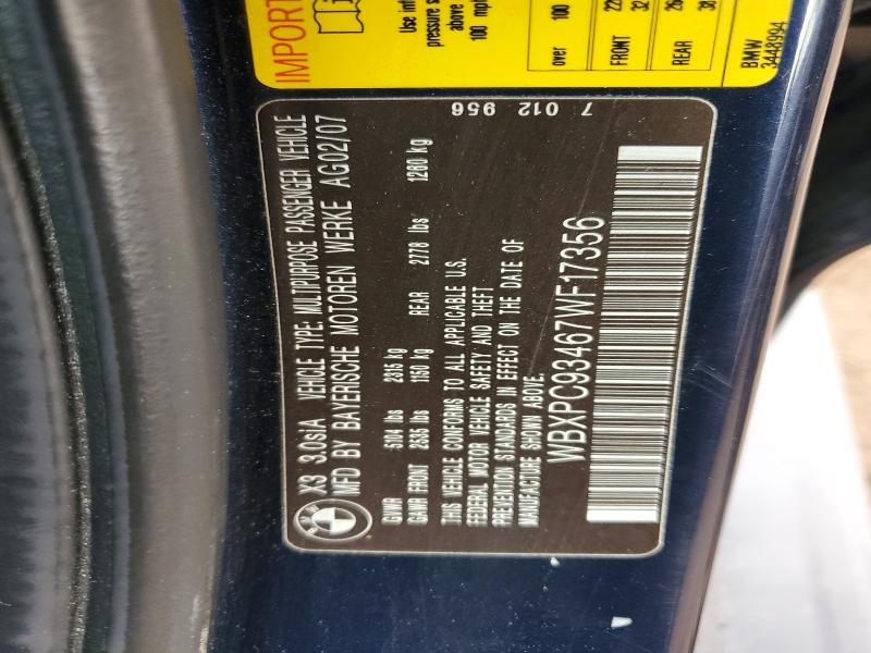 Продажа на аукционе авто 2007 Bmw X3, vin: WBXPC93467WF17356, номер лота: 53967476