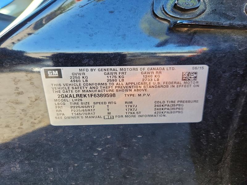 Aukcja sprzedaży 2015 Gmc Terrain, vin: 2GKALREK1F6389598, numer aukcji: 51995886
