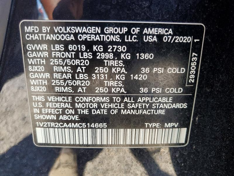 2021 Volkswagen Atlas მანქანა იყიდება აუქციონზე, vin: 1V2TR2CA4MC514665, აუქციონის ნომერი: 53003346
