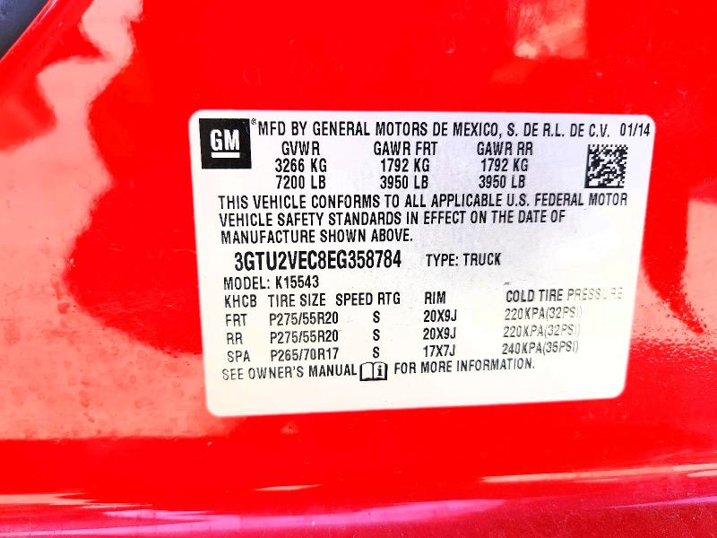 Aukcja sprzedaży 2014 Gmc Sierra, vin: 3GTU2VEC8EG358784, numer aukcji: 53422196
