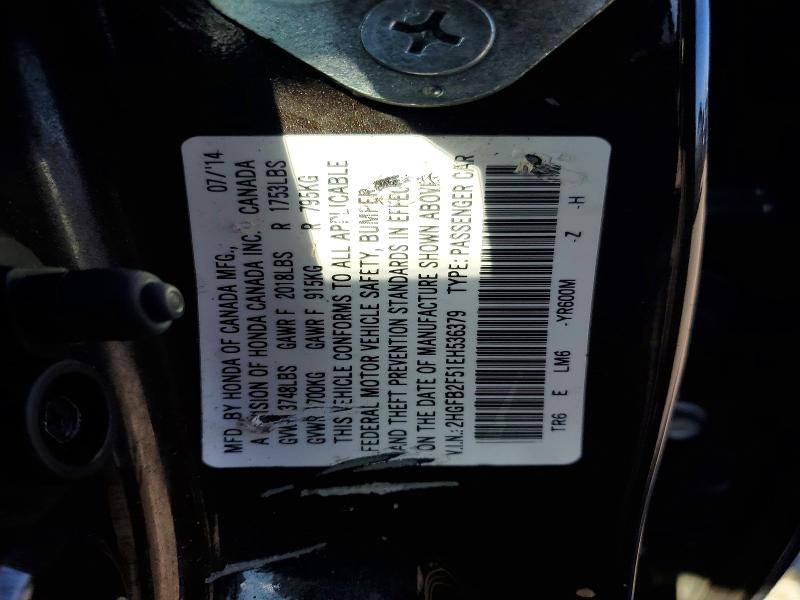 55231676 :رقم المزاد ، 2HGFB2F51EH536379 vin ، 2014 Honda Civic مزاد بيع