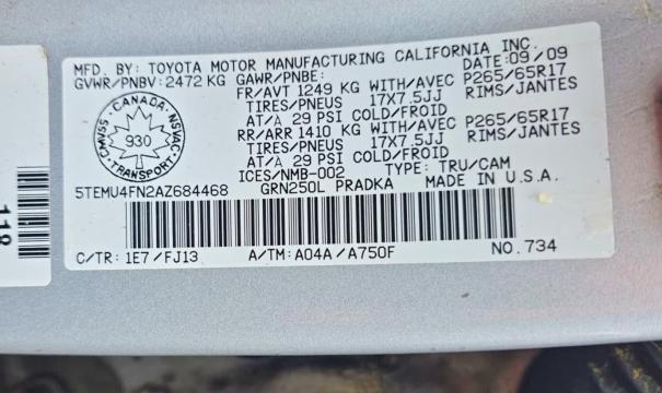 Продаж на аукціоні авто 2010 Toyota Tacoma, vin: 5TEMU4FN2AZ684468, номер лоту: 53132866