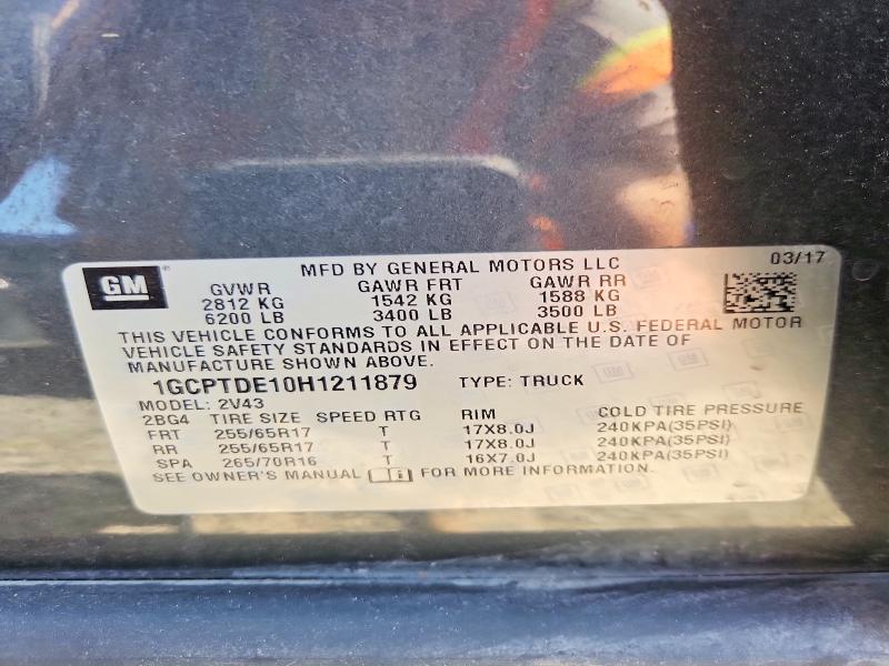 2017 Chevrolet Colorado მანქანა იყიდება აუქციონზე, vin: 1GCPTDE10H1211879, აუქციონის ნომერი: 52566956
