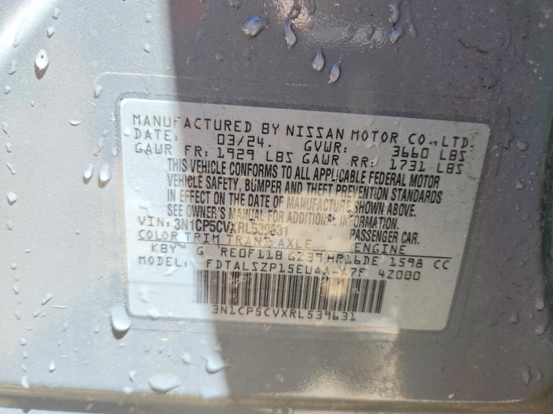 53786666 :رقم المزاد ، 3N1CP5CVXRL539631 vin ، 2024 Nissan Kicks مزاد بيع