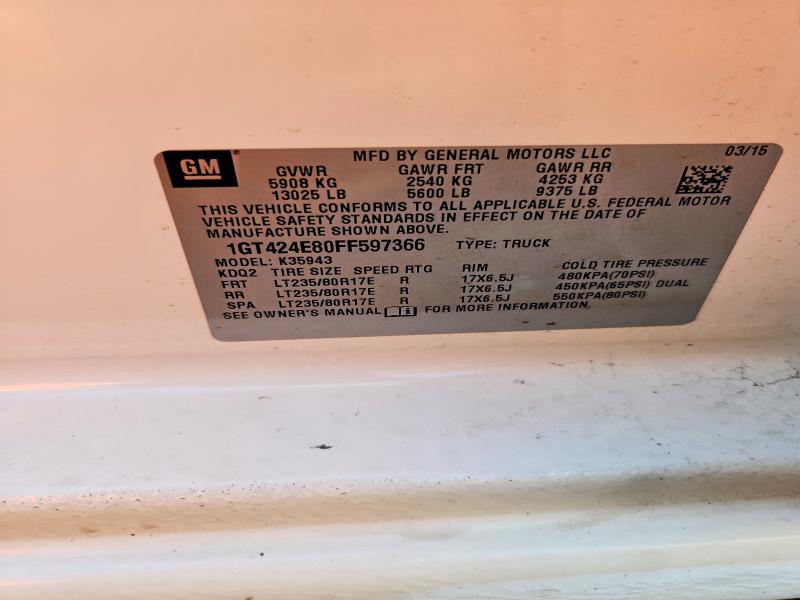 Продаж на аукціоні авто 2015 Gmc Sierra, vin: 1GT424E80FF597366, номер лоту: 53975116