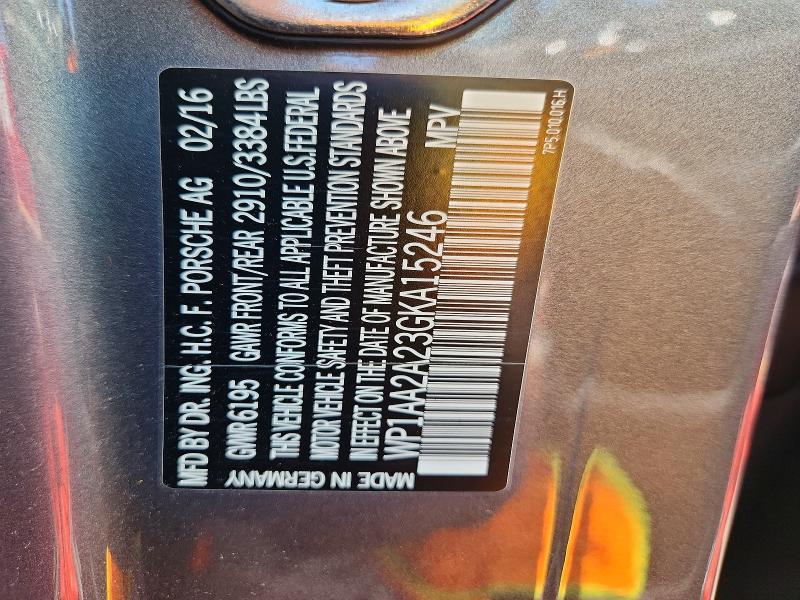 54527656 :رقم المزاد ، WP1AA2A23GKA15246 vin ، 2016 Porsche Cayenne مزاد بيع