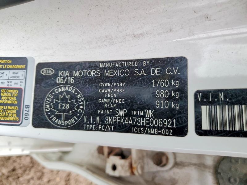 53424716 :رقم المزاد ، 3KPFK4A73HE006921 vin ، 2017 Kia Forte مزاد بيع