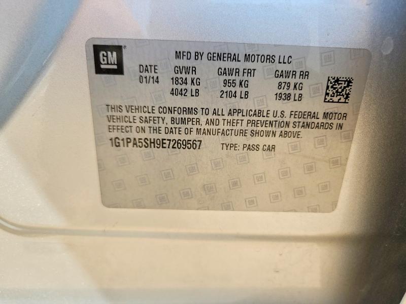 2014 Chevrolet Cruze მანქანა იყიდება აუქციონზე, vin: 1G1PA5SH9E7269567, აუქციონის ნომერი: 54917796