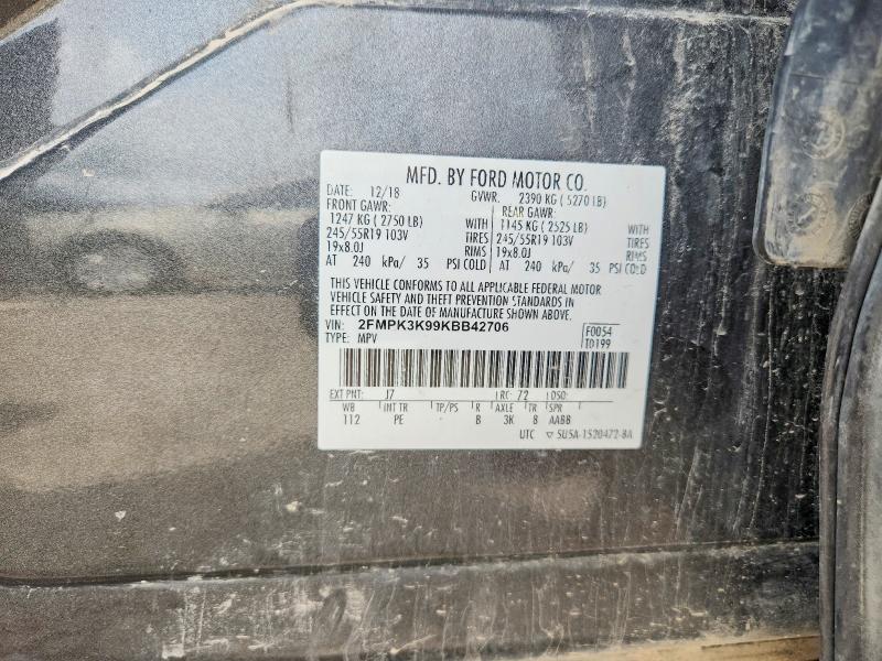 Продажа на аукционе авто 2019 Ford Edge, vin: 2FMPK3K99KBB42706, номер лота: 54656206
