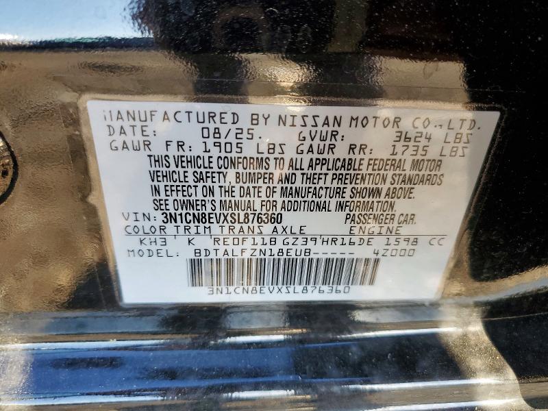 Aukcja sprzedaży 2025 Nissan Versa, vin: 3N1CN8EVXSL876360, numer aukcji: 53411786