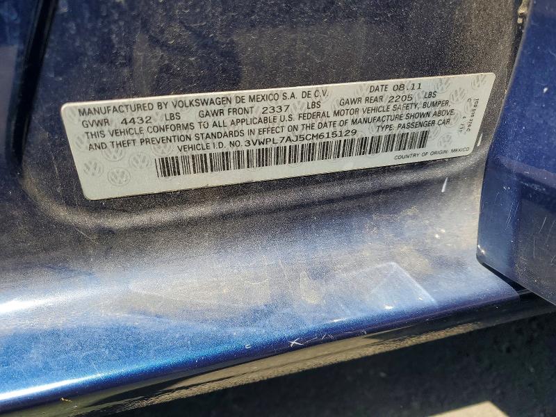 Продажа на аукционе авто 2012 Volkswagen Jetta, vin: 3VWPL7AJ5CM615129, номер лота: 54011166