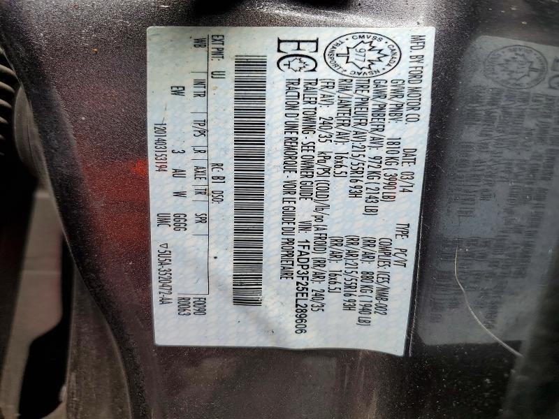 2014 Ford Focus მანქანა იყიდება აუქციონზე, vin: 1FADP3F25EL289606, აუქციონის ნომერი: 53699076