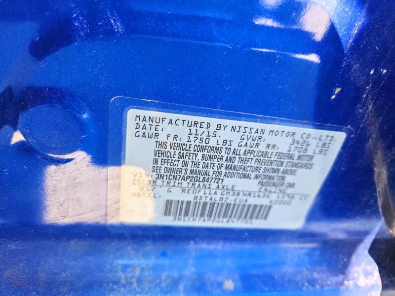 Aukcja sprzedaży 2016 Nissan Versa, vin: 3N1CN7AP2GL847721, numer aukcji: 53550336