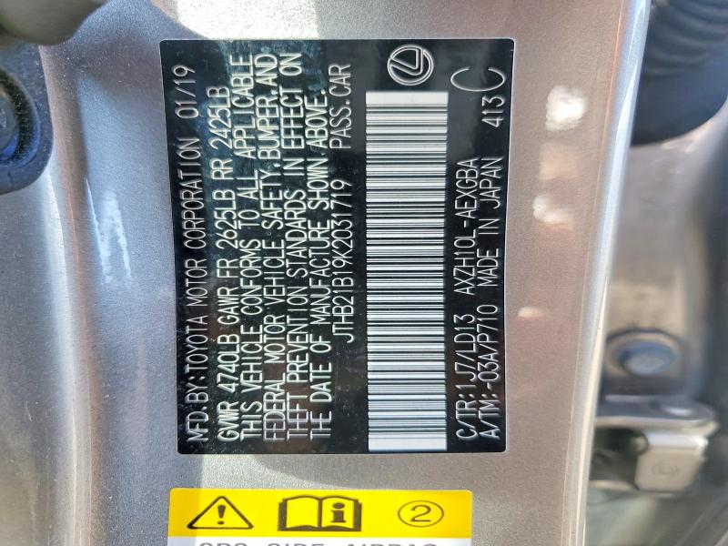 Aukcja sprzedaży 2019 Lexus Es, vin: JTHB21B19K2031719, numer aukcji: 51834546