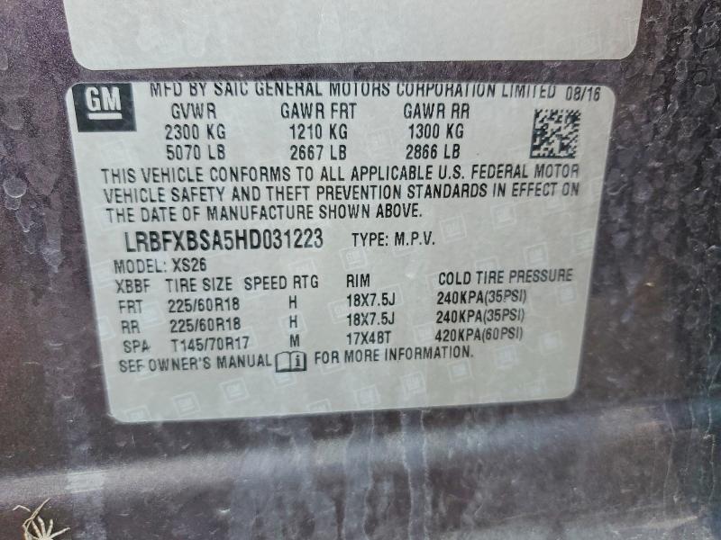 Aukcja sprzedaży 2017 Buick Envision, vin: LRBFXBSA5HD031223, numer aukcji: 53707876
