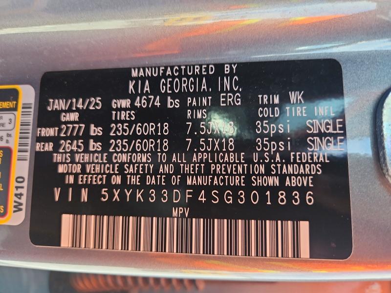 2025 Kia Sportage მანქანა იყიდება აუქციონზე, vin: 5XYK33DF4SG301836, აუქციონის ნომერი: 53185306