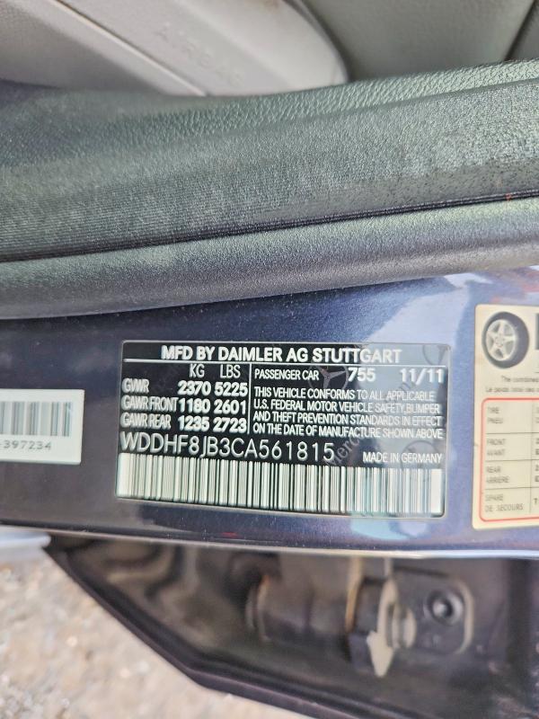 54424336 :رقم المزاد ، WDDHF8JB3CA561815 vin ، 2012 Mercedes-benz E مزاد بيع