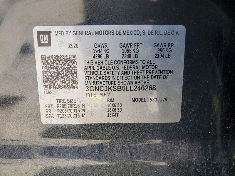 2020 Chevrolet Trax მანქანა იყიდება აუქციონზე, vin: 3GNCJKSB5LL246268, აუქციონის ნომერი: 55016186