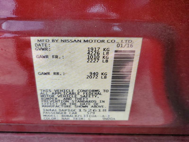 Продаж на аукціоні авто 2016 Nissan Altima, vin: 1N4AL3AP1GC152618, номер лоту: 53361416