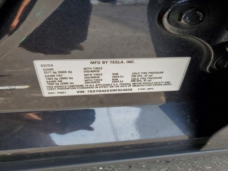 Aukcja sprzedaży 2024 Tesla Model Y, vin: 7SAYGAEEXRF024039, numer aukcji: 52947636