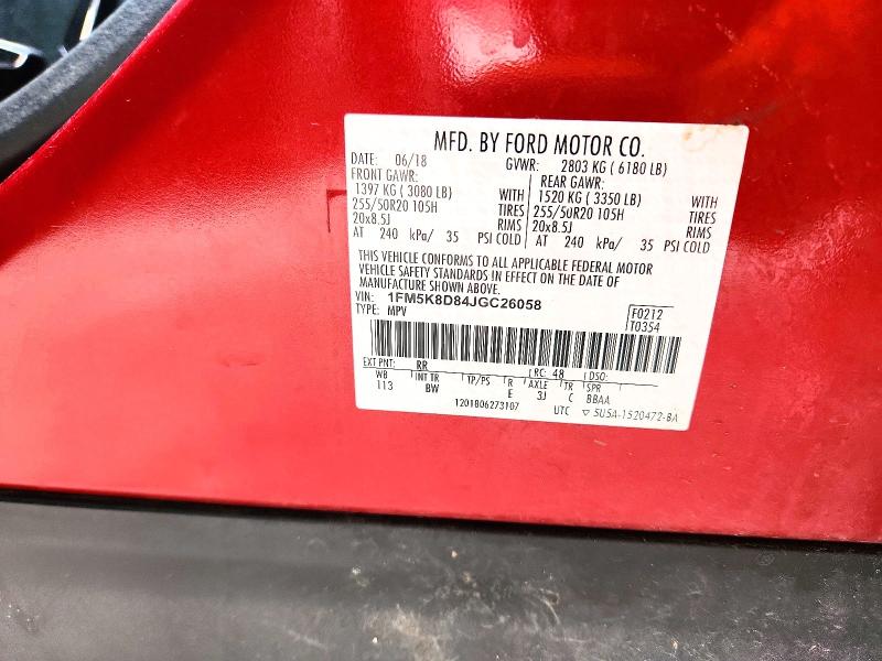 2018 Ford Explorer მანქანა იყიდება აუქციონზე, vin: 1FM5K8D84JGC26058, აუქციონის ნომერი: 52548616